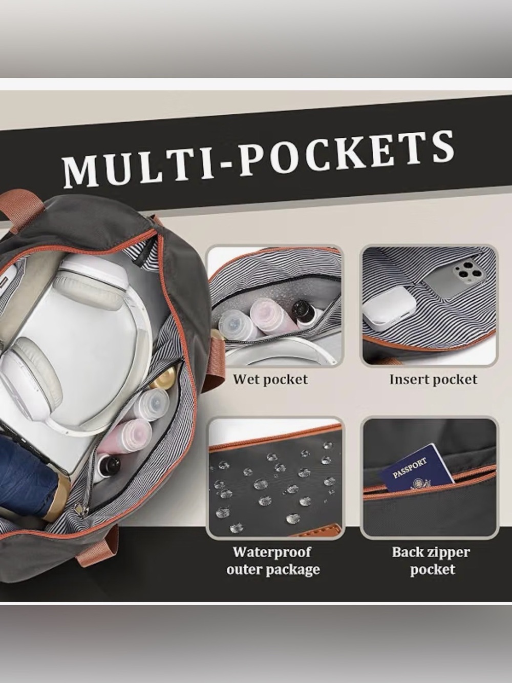 Travel Duffle Bag & Matching Toiletry Pouch Set - Picture 9 of 10